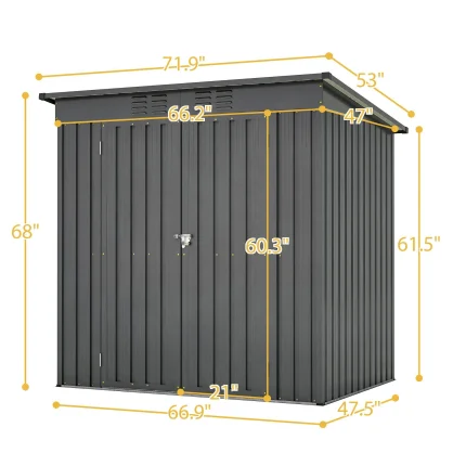 6' x 4' metal storage shed – hinged door garden shed with padlock