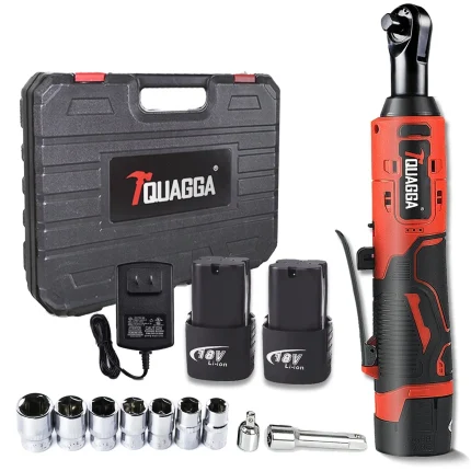 Home 18v cordless electric ratchet wrench set with 2 batteries & fast charger