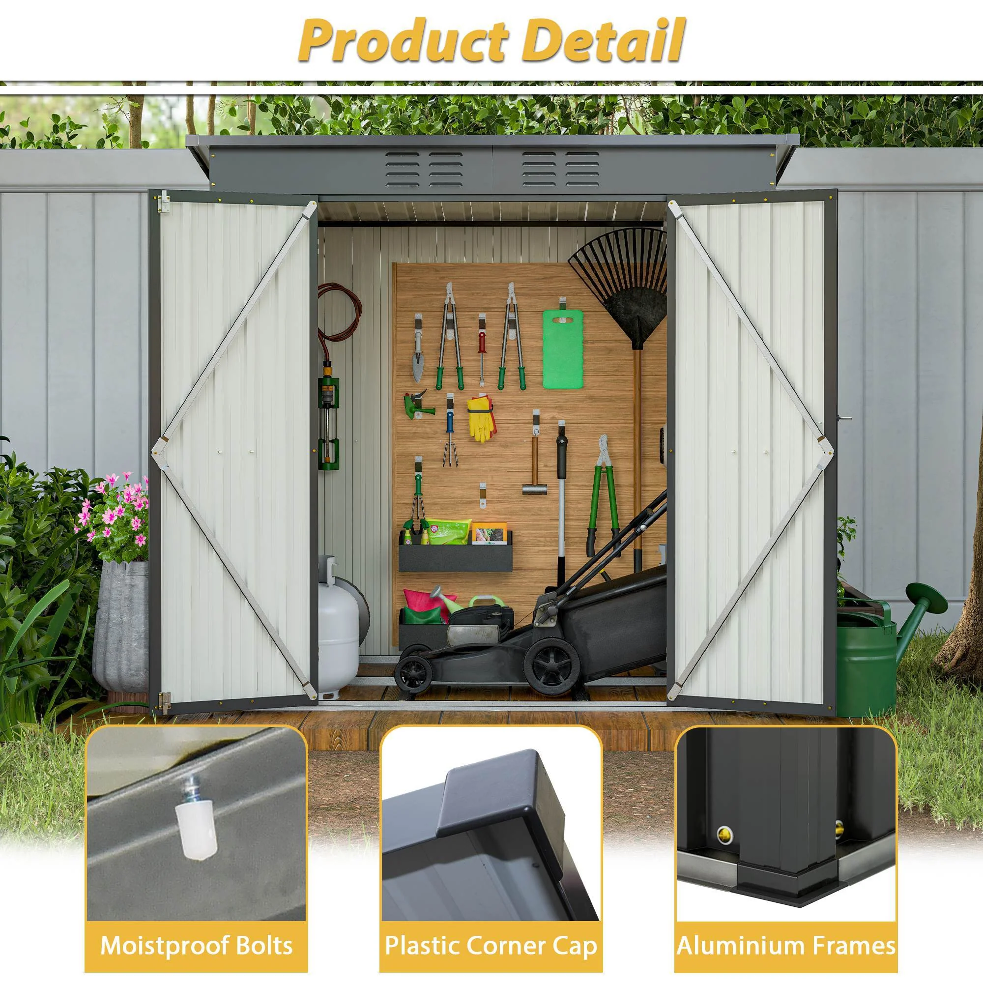 6' x 4' metal storage shed – hinged door garden shed with padlock 6' x 4' metal storage shed – hinged door garden shed with padlock